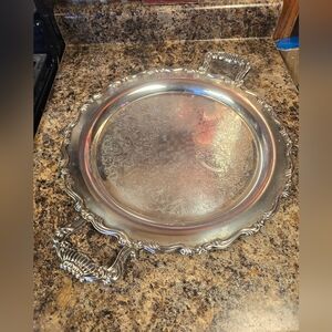 Elegant Silver Serving Tray with Handles